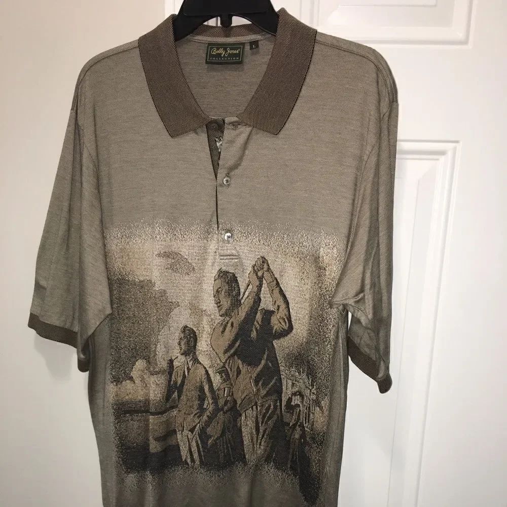 Vintage Bobby Jones St Andrews British Open Print Sawgrass CC Polo Golf Shirt